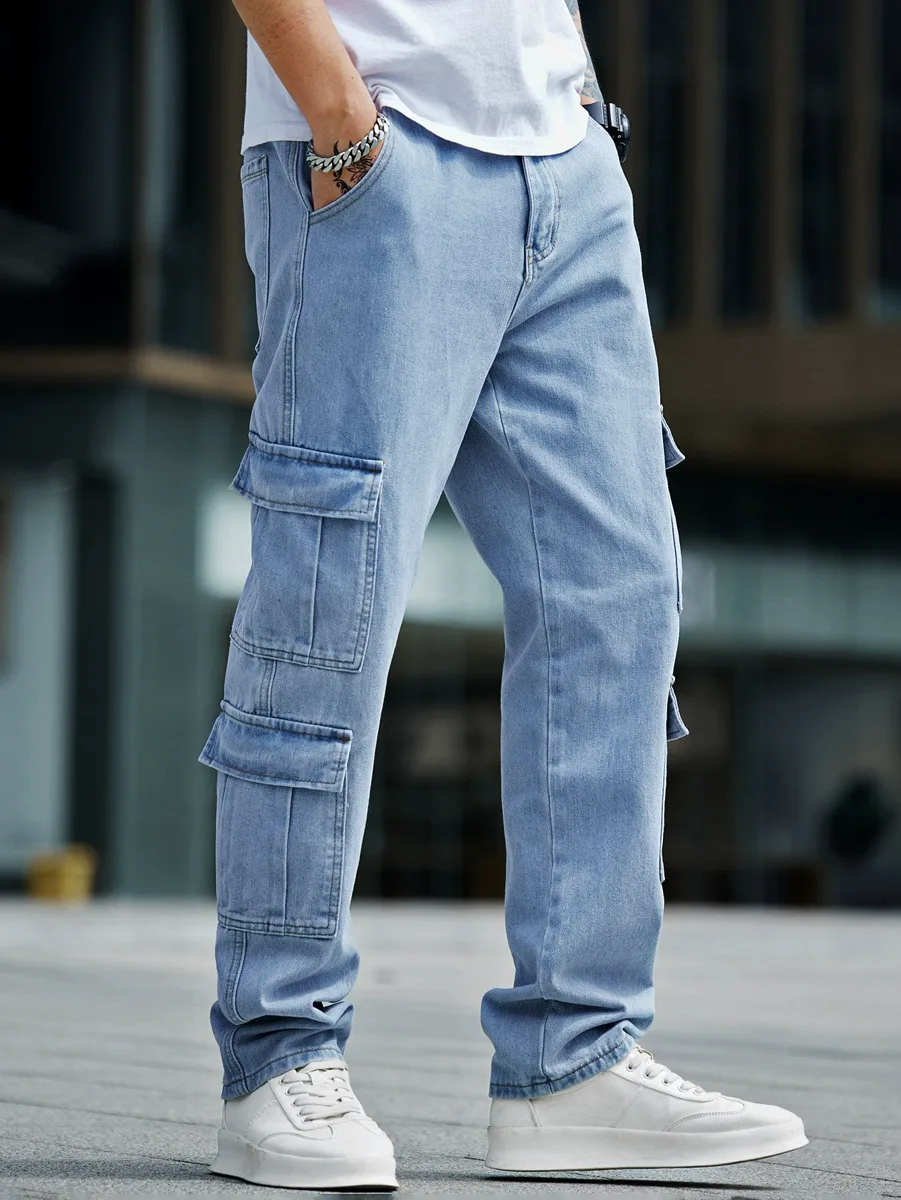 Light Blue Denim Cargo Jeans